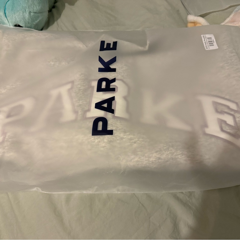 Parke small/med  Light Gray Sweatshirt with Navy Accents NEW Authentic - Picture 3 of 10